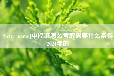 台山中控证怎么考取需要什么条件2024年的